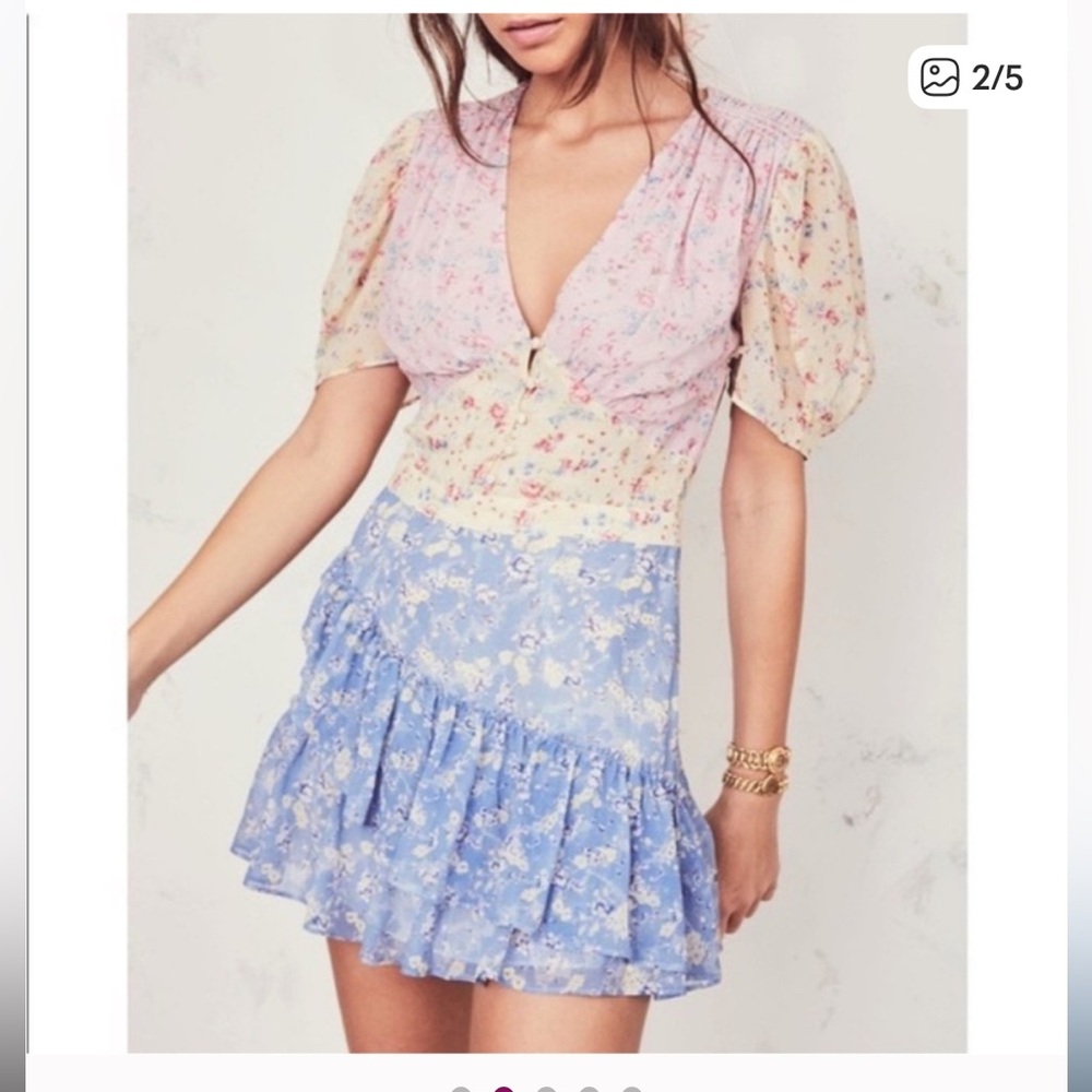 LoveShackFancy Bea Ruffled Puff Sleeve Mini Dress